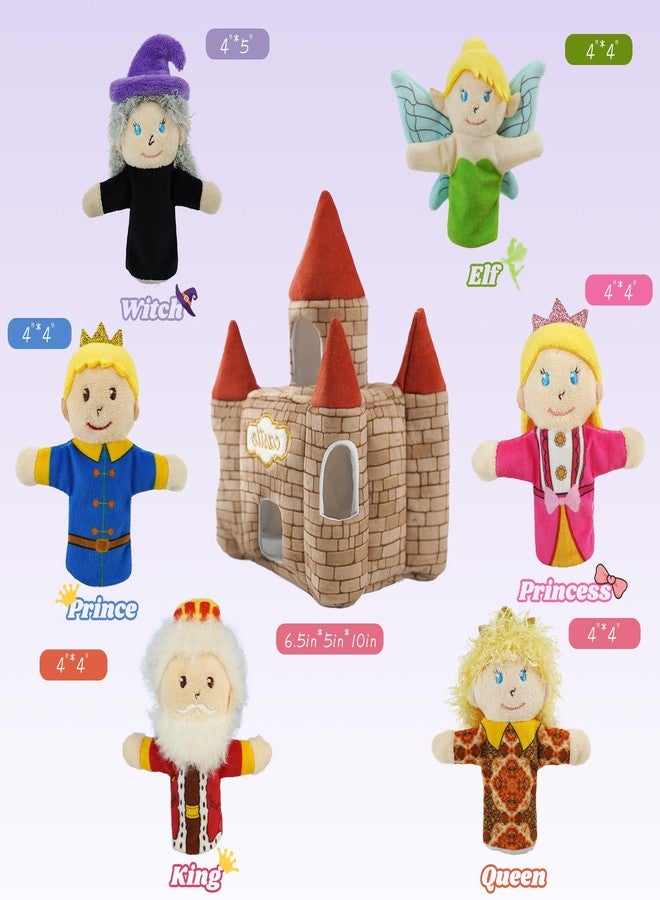 JUSTQUNSEEN 7 Pcs Fairy Tale Finger Puppets Set,4 inch Fairy Tale Member Soft Plush Hand Puppets for Kids with Castle,Finger Puppets for Toddlers Princess Puppet Mini Toy Storytelling Role-Playing - Image 2